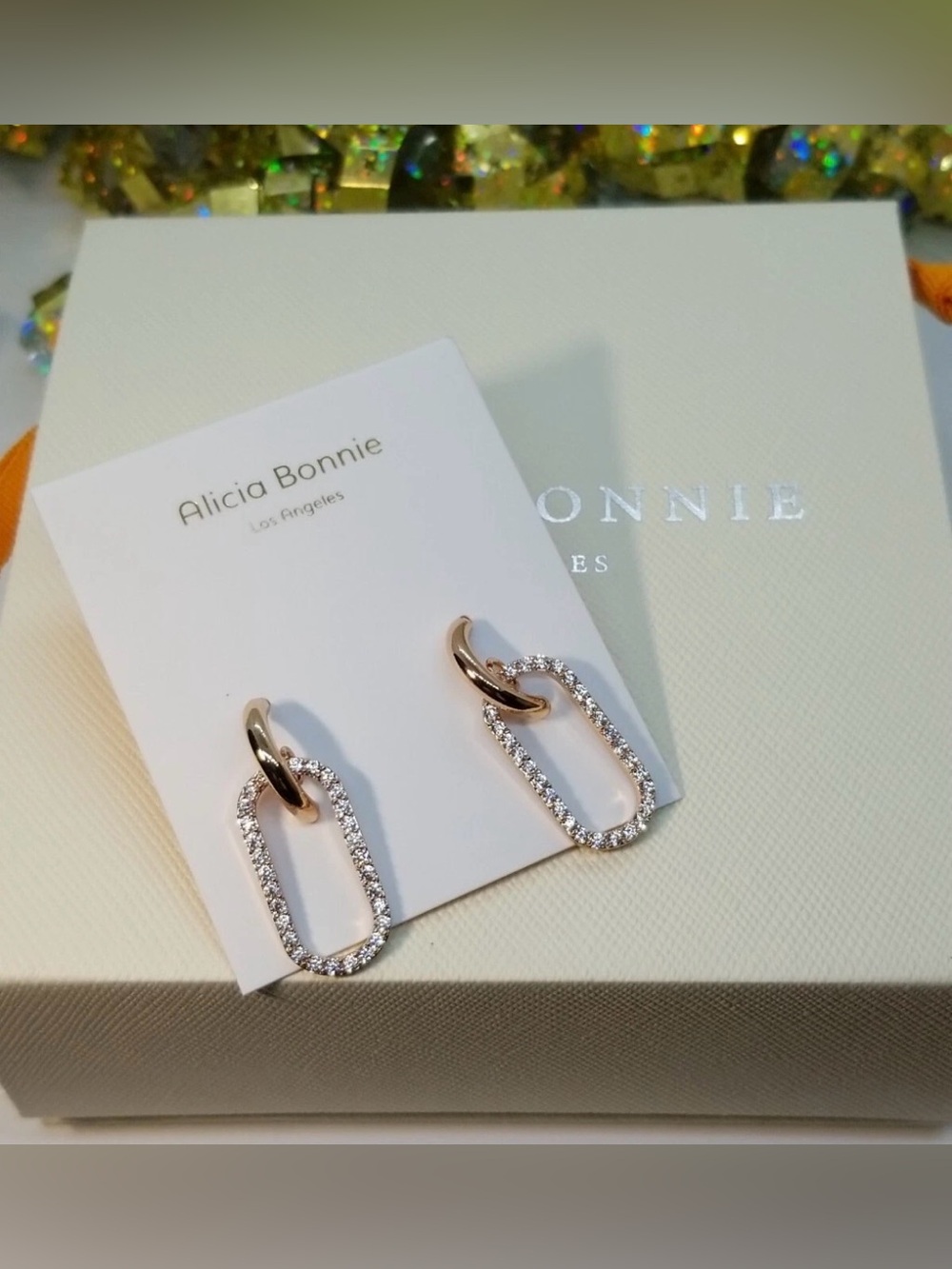 Alicia Bonnie Rose Gold Eva drop earrings w/CZ stones